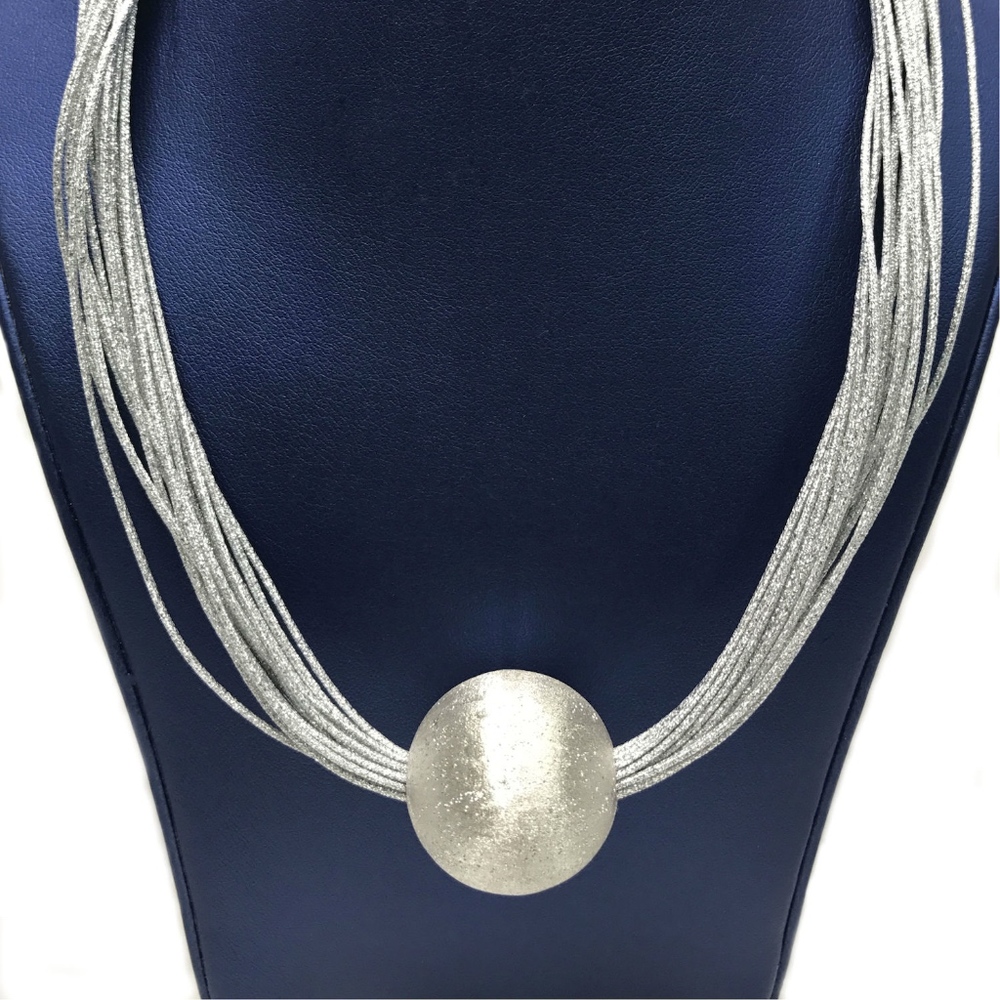 Silver Rhodium Plated Fashion Ball Necklace